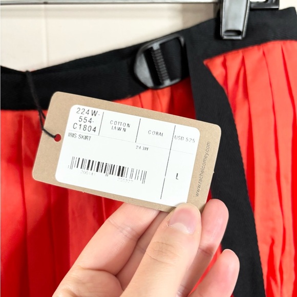 Rachel Comey red orange pleated midi skirt iris size L new - Picture 3 of 6